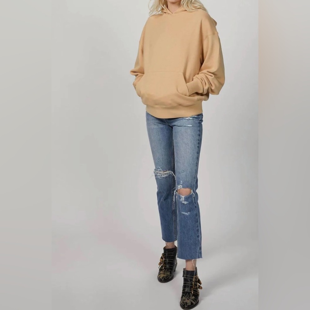 We Wore What Tan Oversized Tan Cotton Classic Hoodie
